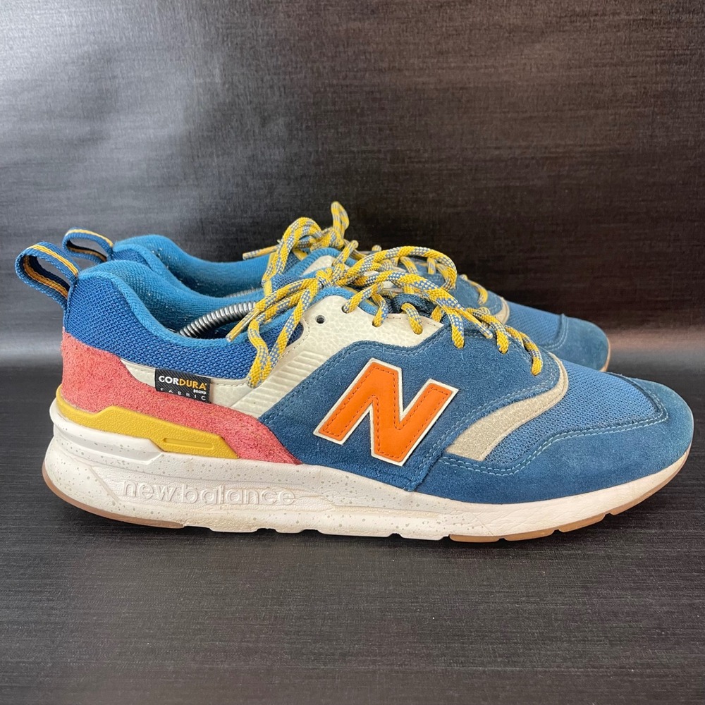 New Balance 997H Mens size 11 Blue Orange Cordura Suede Athletic Shoes CM997HFB